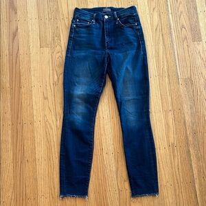 MOTHER high waisted Looker Jeans with Raw Hem